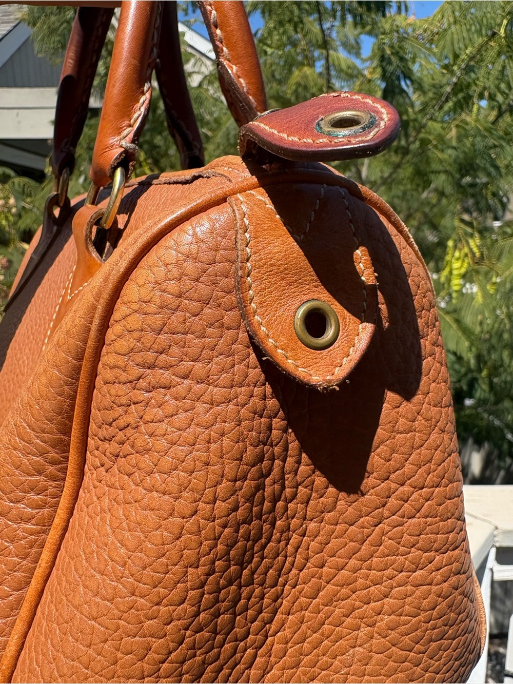 RARE VINTAGE Dooney and Bourke Brown Leather Bowler Bag\ Satchel English Tan - Picture 5 of 16